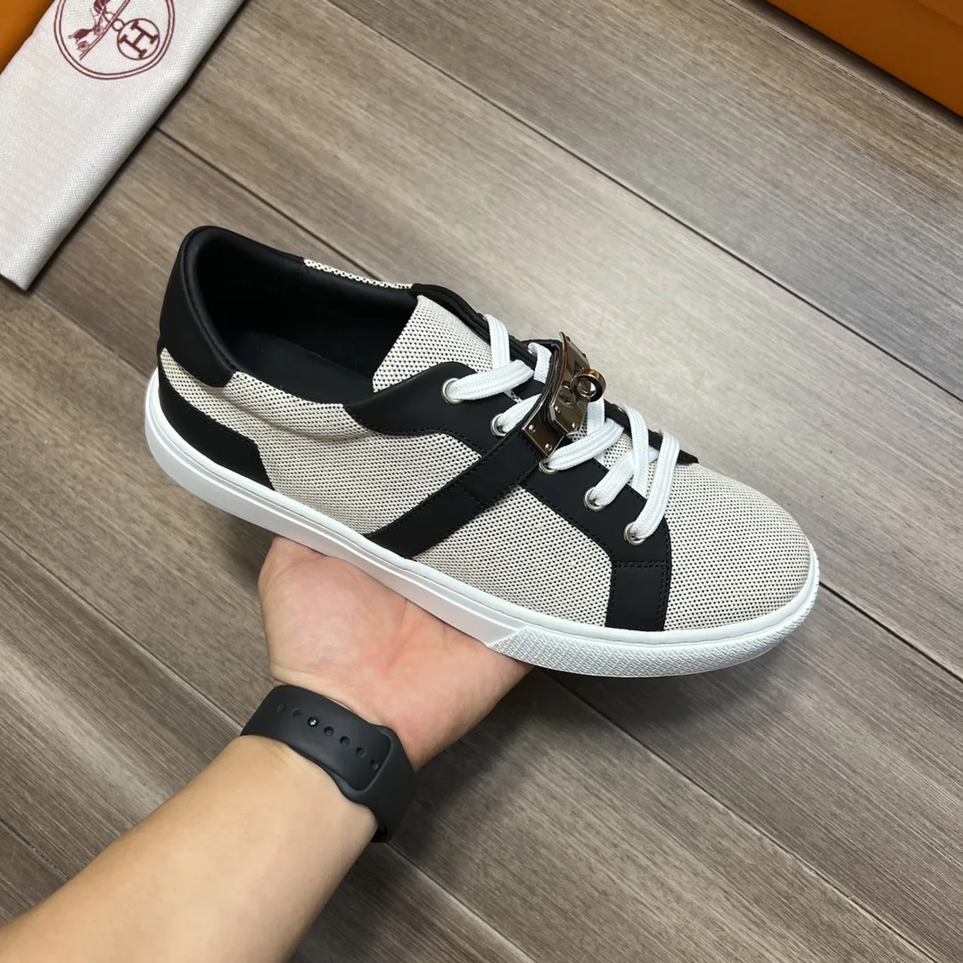 Hermes Casual Sneakers Gray And Black - Image 4