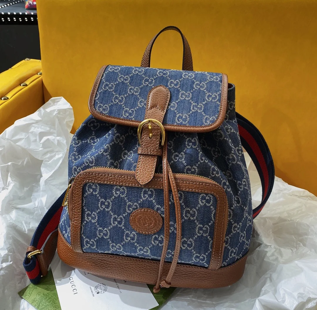 Alternative view of Gucci Backpack With Interlocking G Backpacks / Blue Gold Hardware