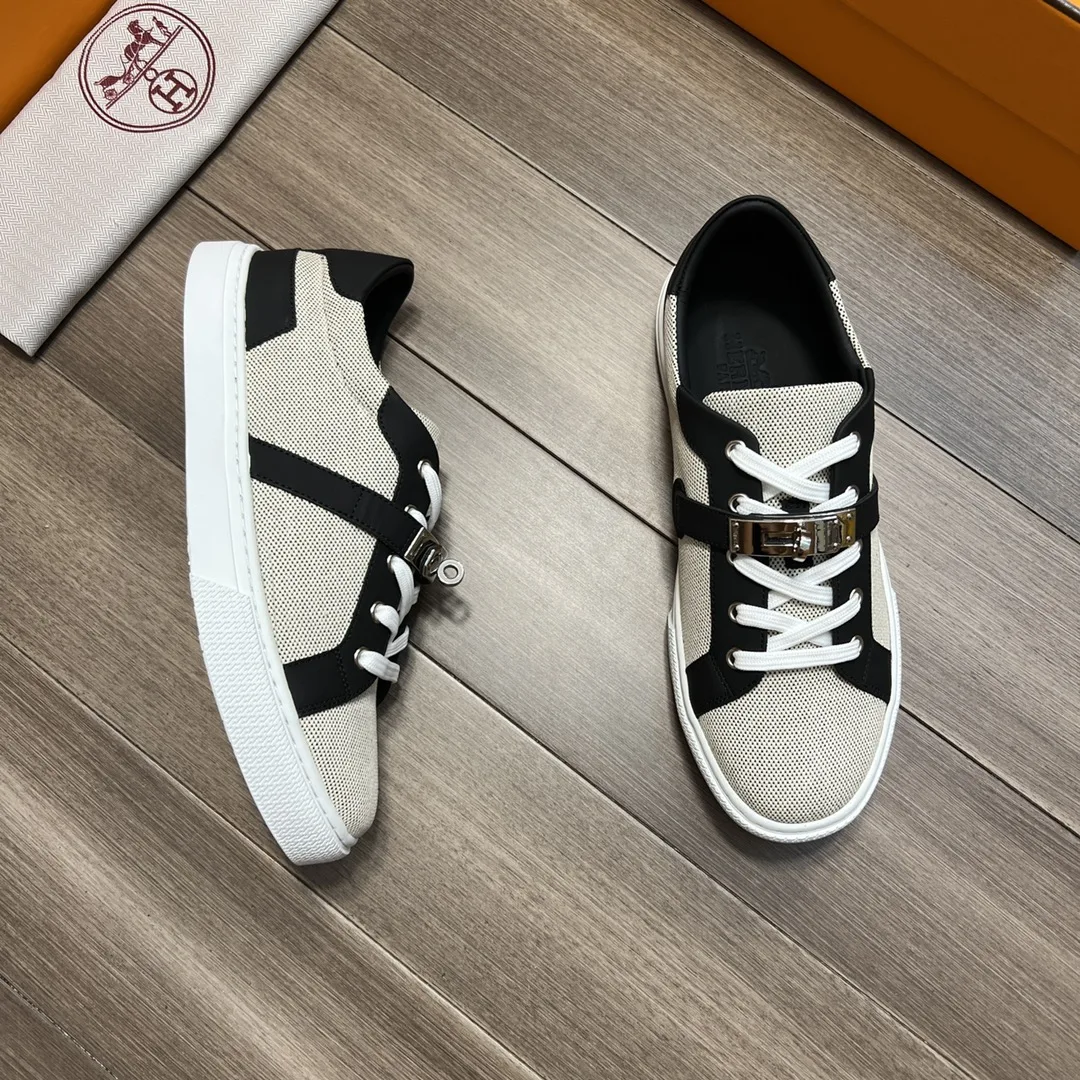 Hermes Casual Sneakers Gray And Black - Image 3