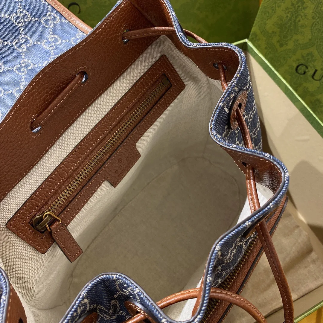 Gucci Backpack With Interlocking G Backpacks / Blue Gold Hardware - Image 6