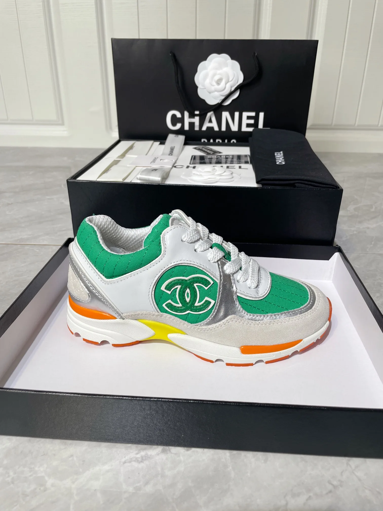 Chanel Women’s Sneakers In Fabric Green - Image 7