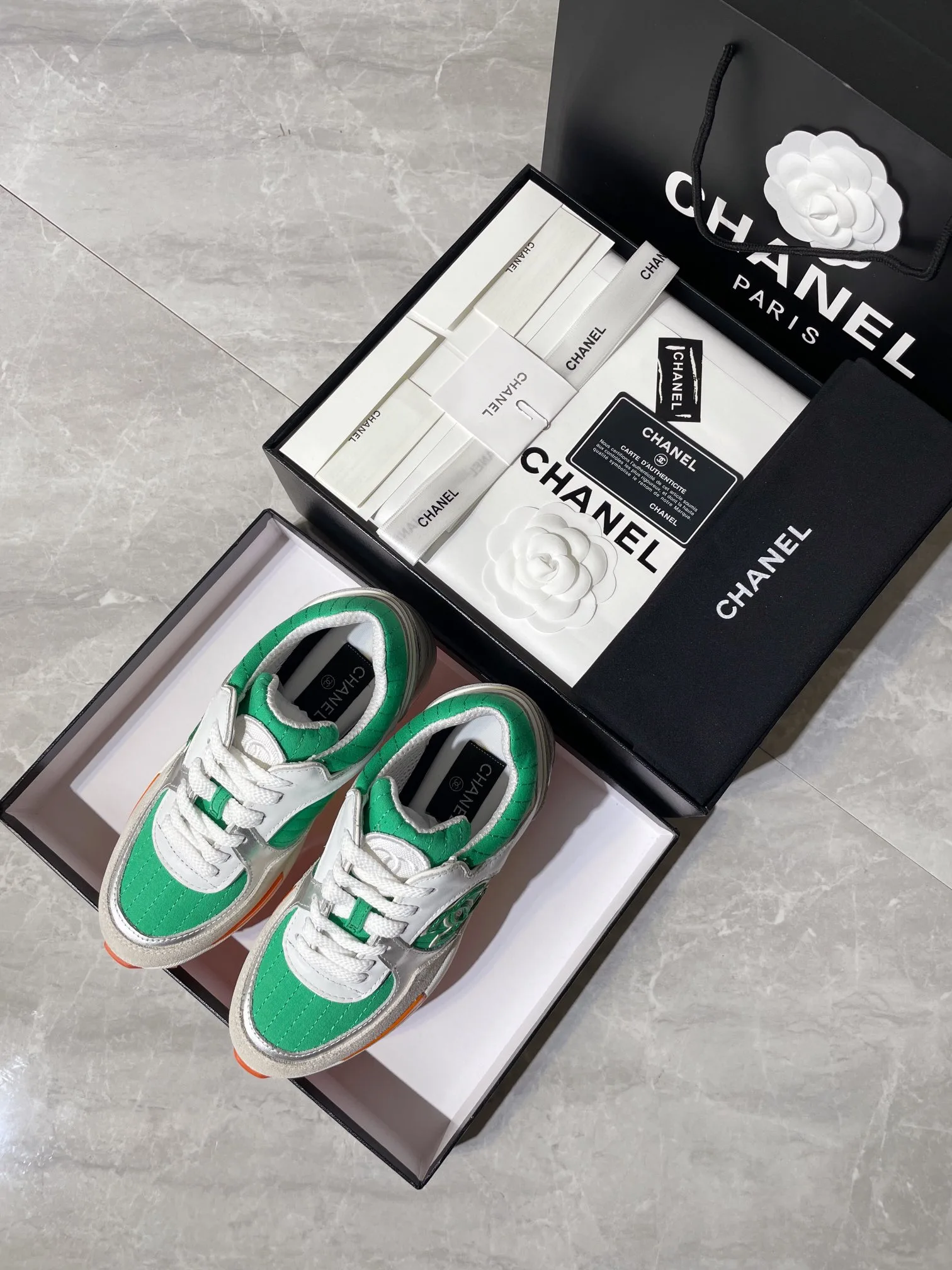 Chanel Women’s Sneakers In Fabric Green - Image 6