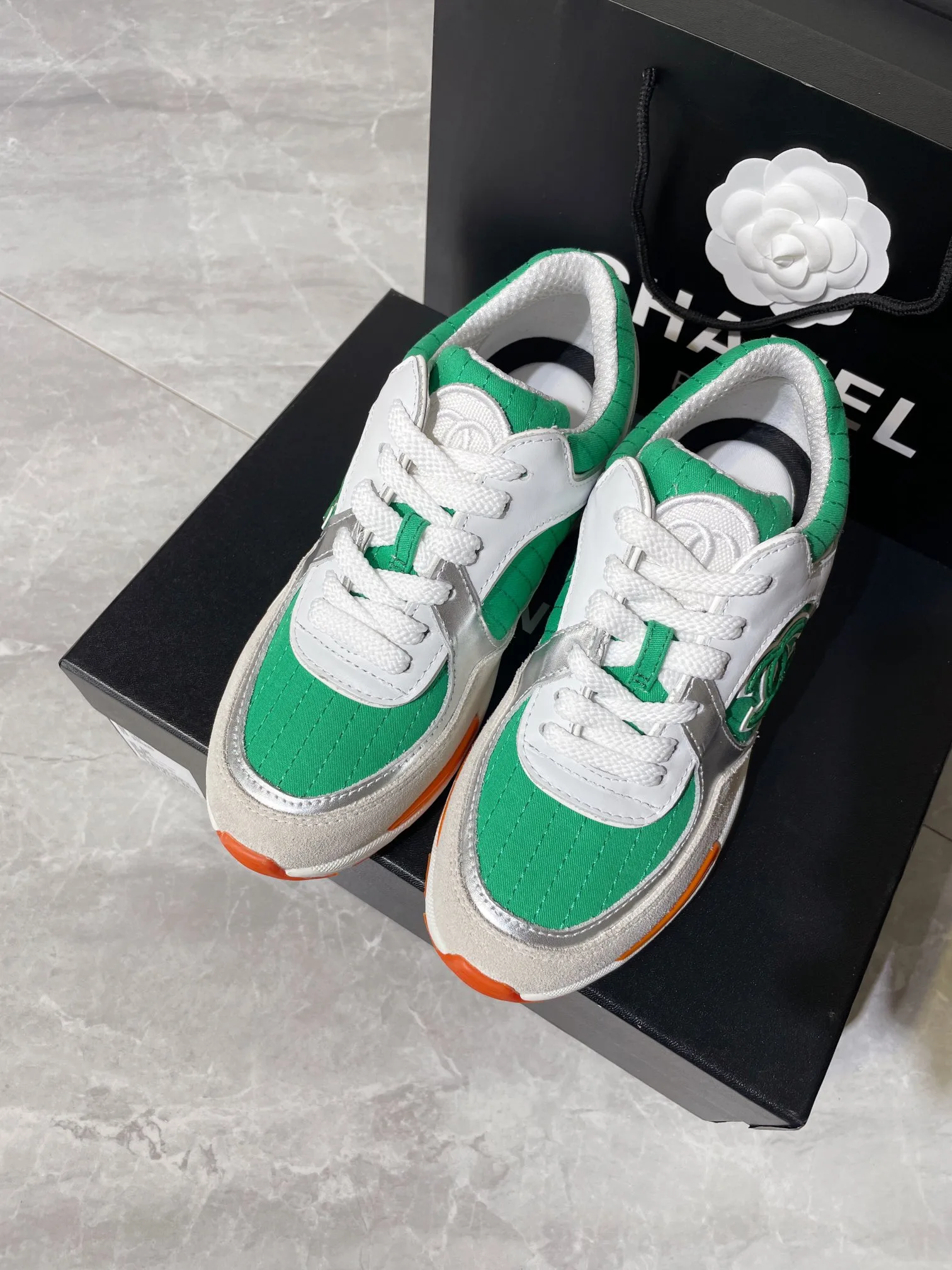 Chanel Women’s Sneakers In Fabric Green - Image 5