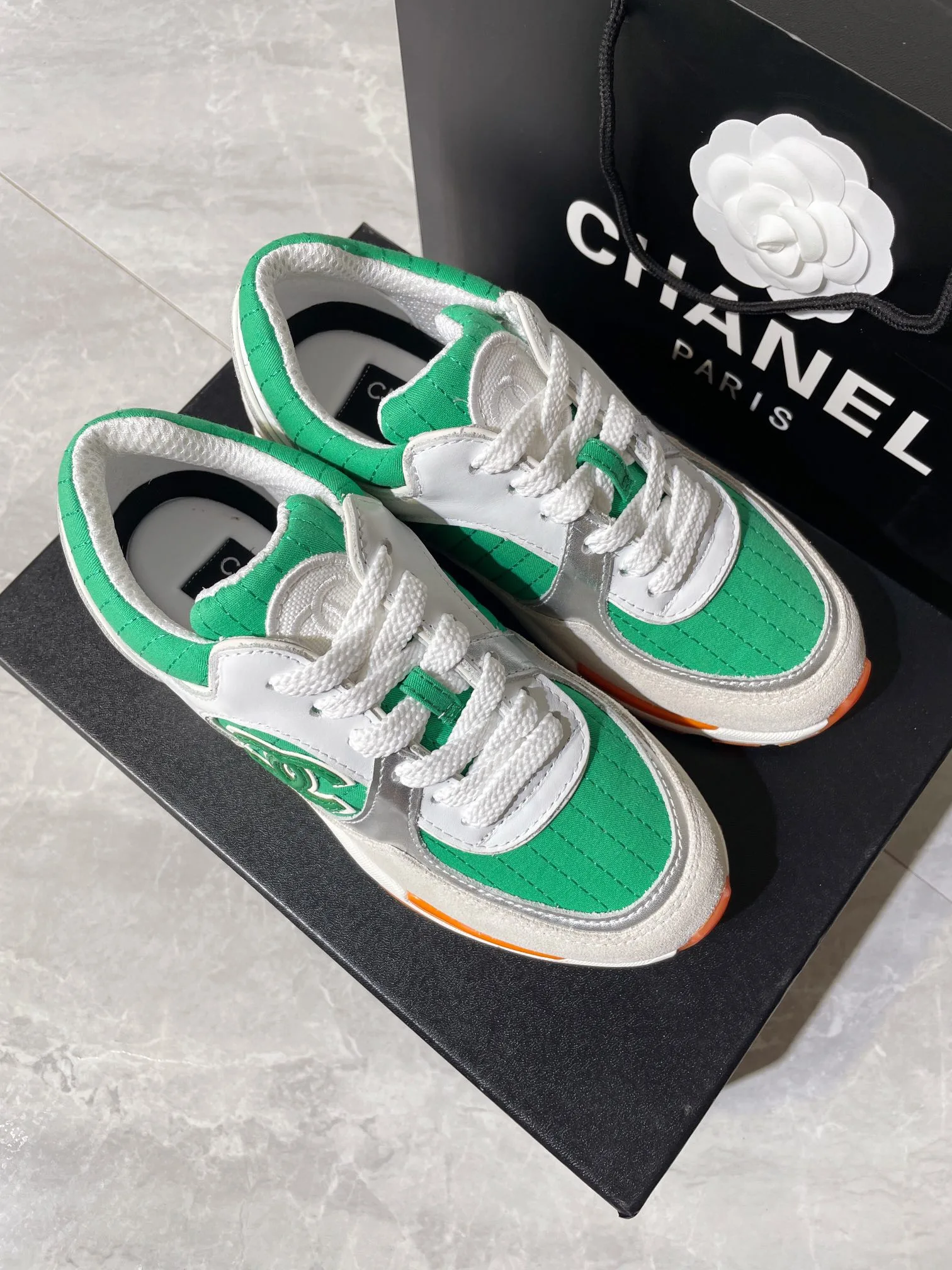 Chanel Women’s Sneakers In Fabric Green - Image 4