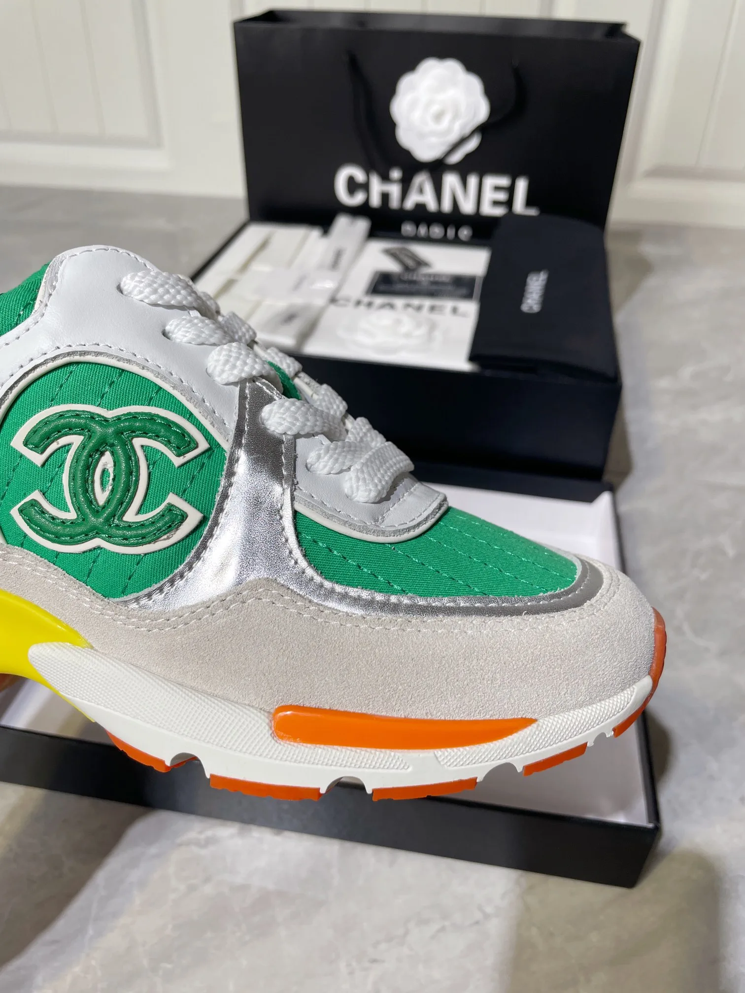 Chanel Women’s Sneakers In Fabric Green - Image 3