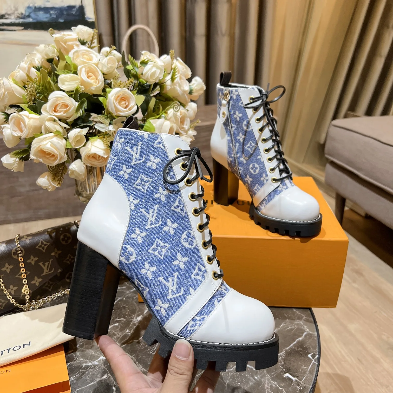 Louis Vuitton Women’s Star Trail Ankle Boots Blue - Image 8