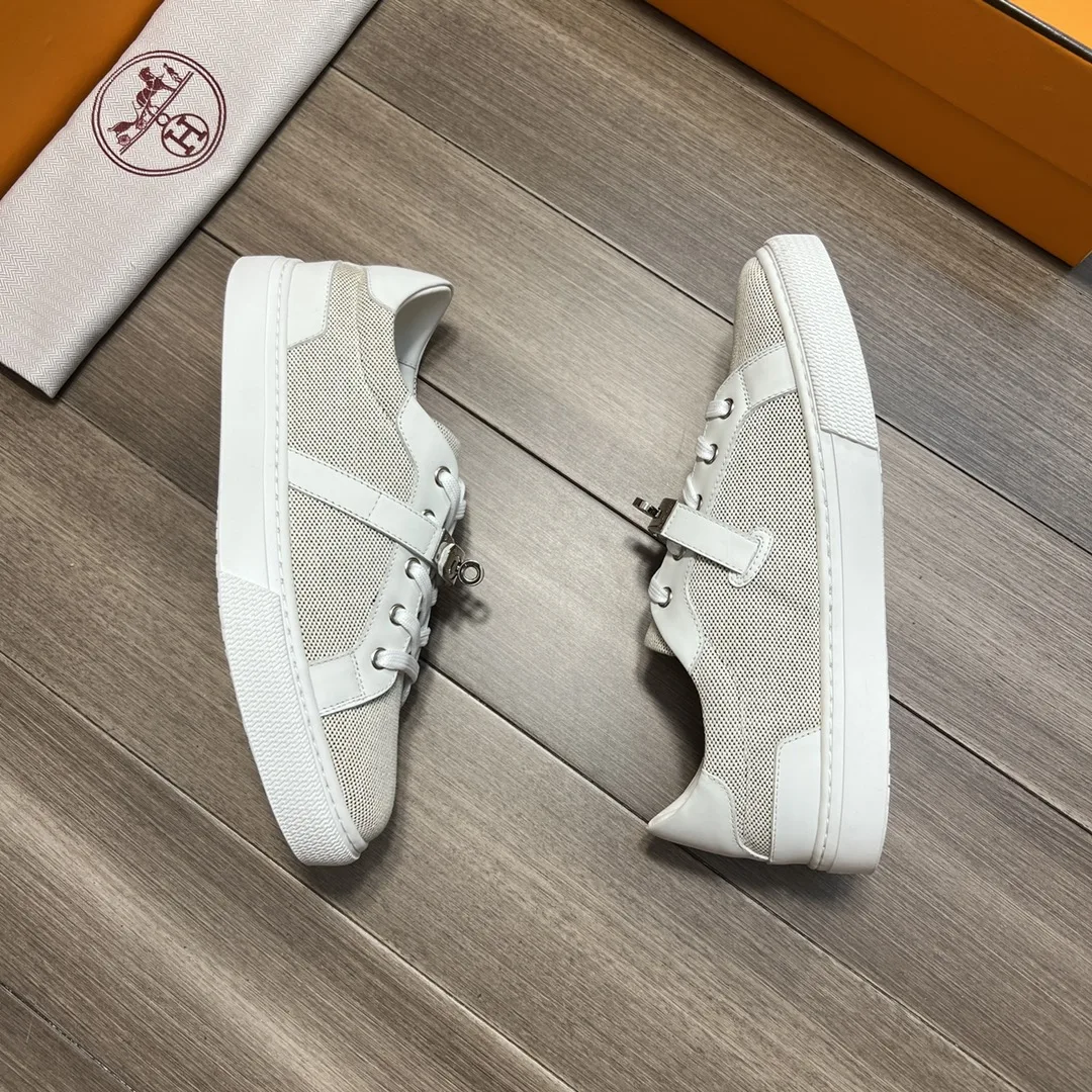 Hermes Casual Sneakers Gray And White - Image 8