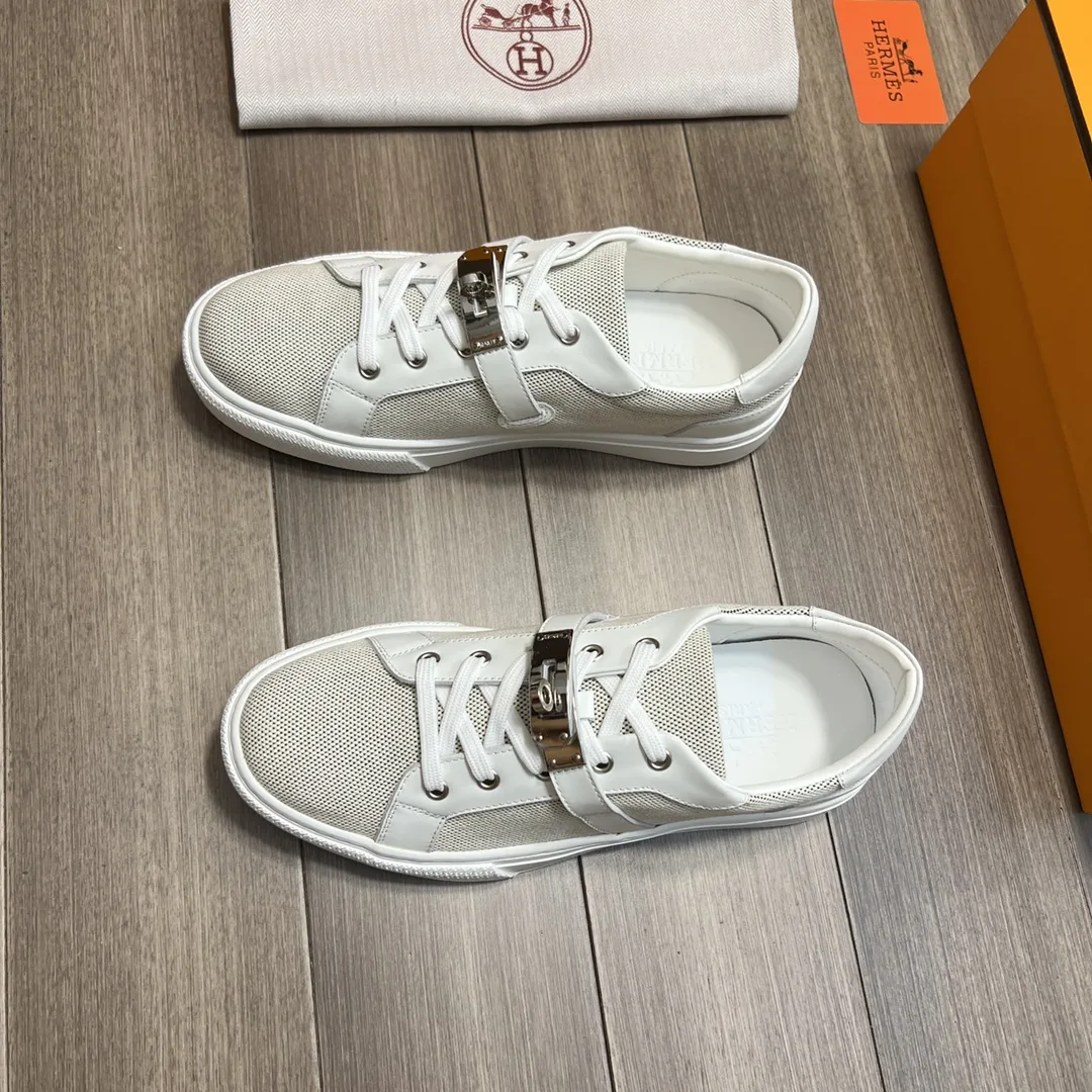 Hermes Casual Sneakers Gray And White - Image 7