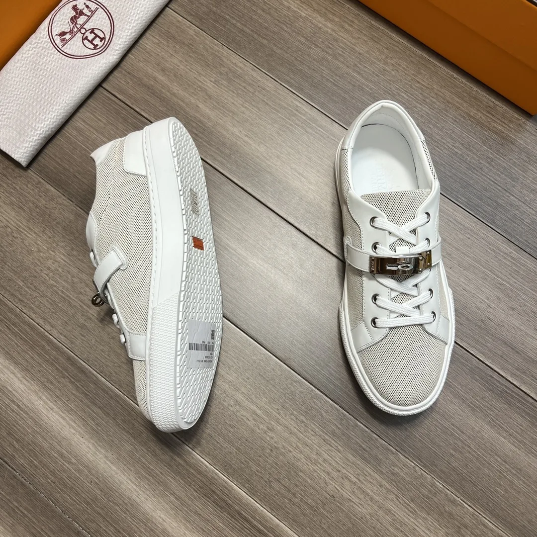 Hermes Casual Sneakers Gray And White - Image 6