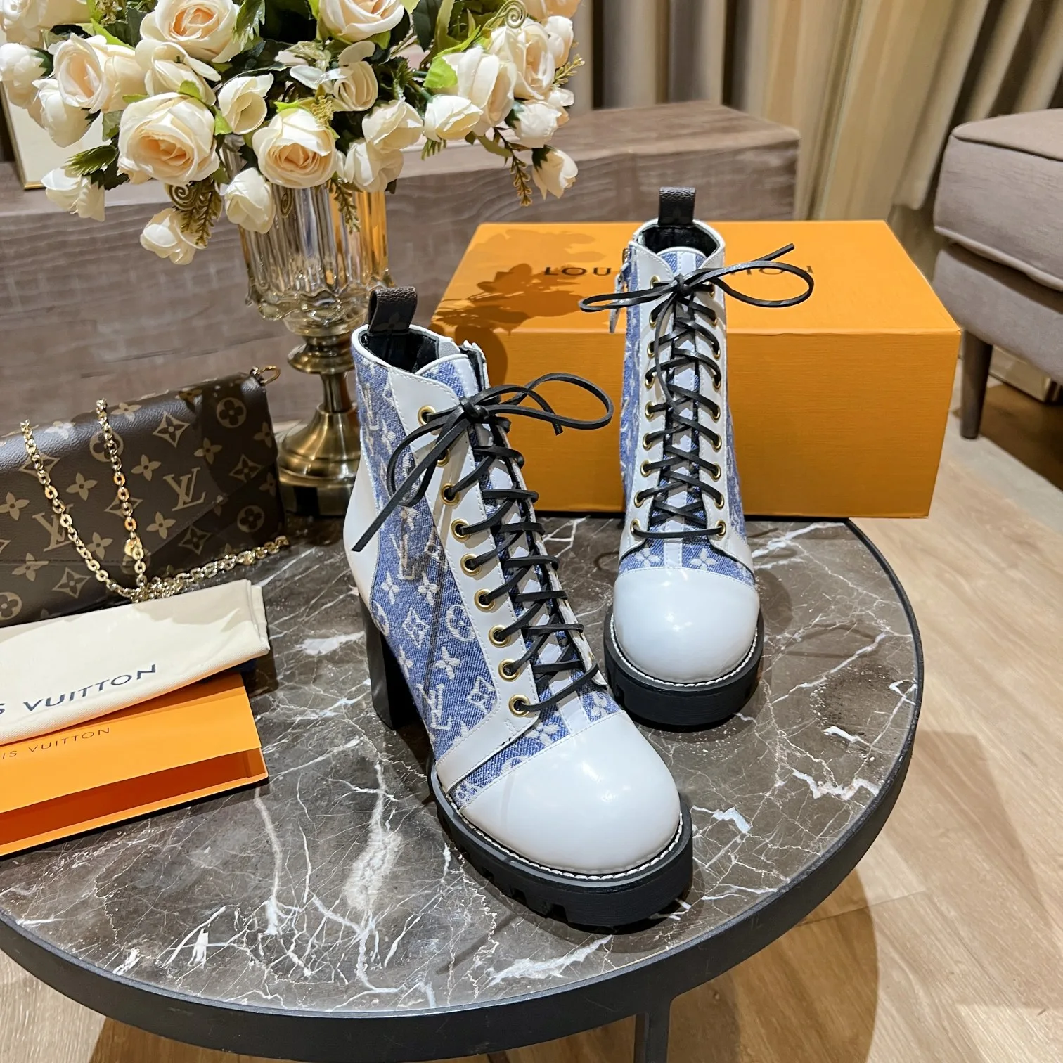Louis Vuitton Women’s Star Trail Ankle Boots Blue - Image 7