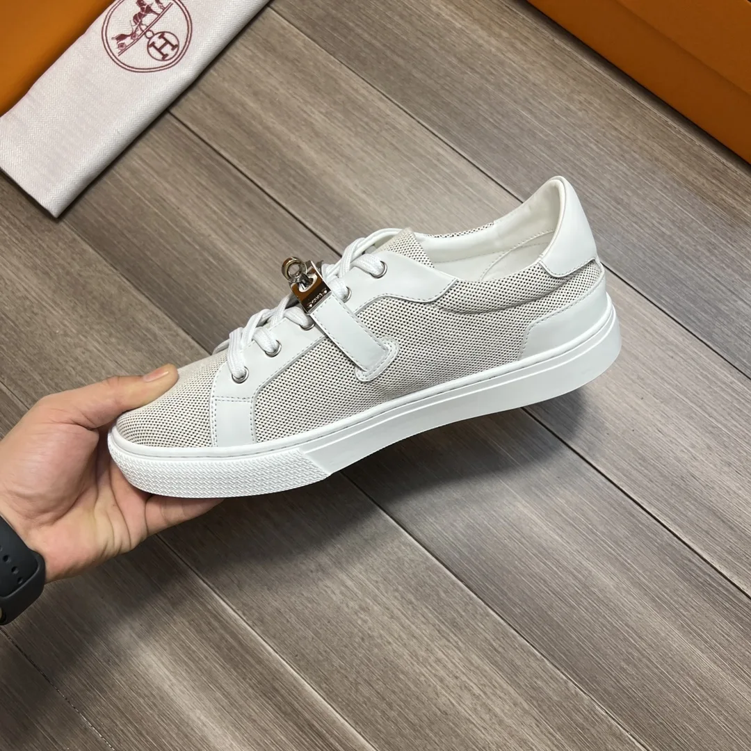 Hermes Casual Sneakers Gray And White - Image 5