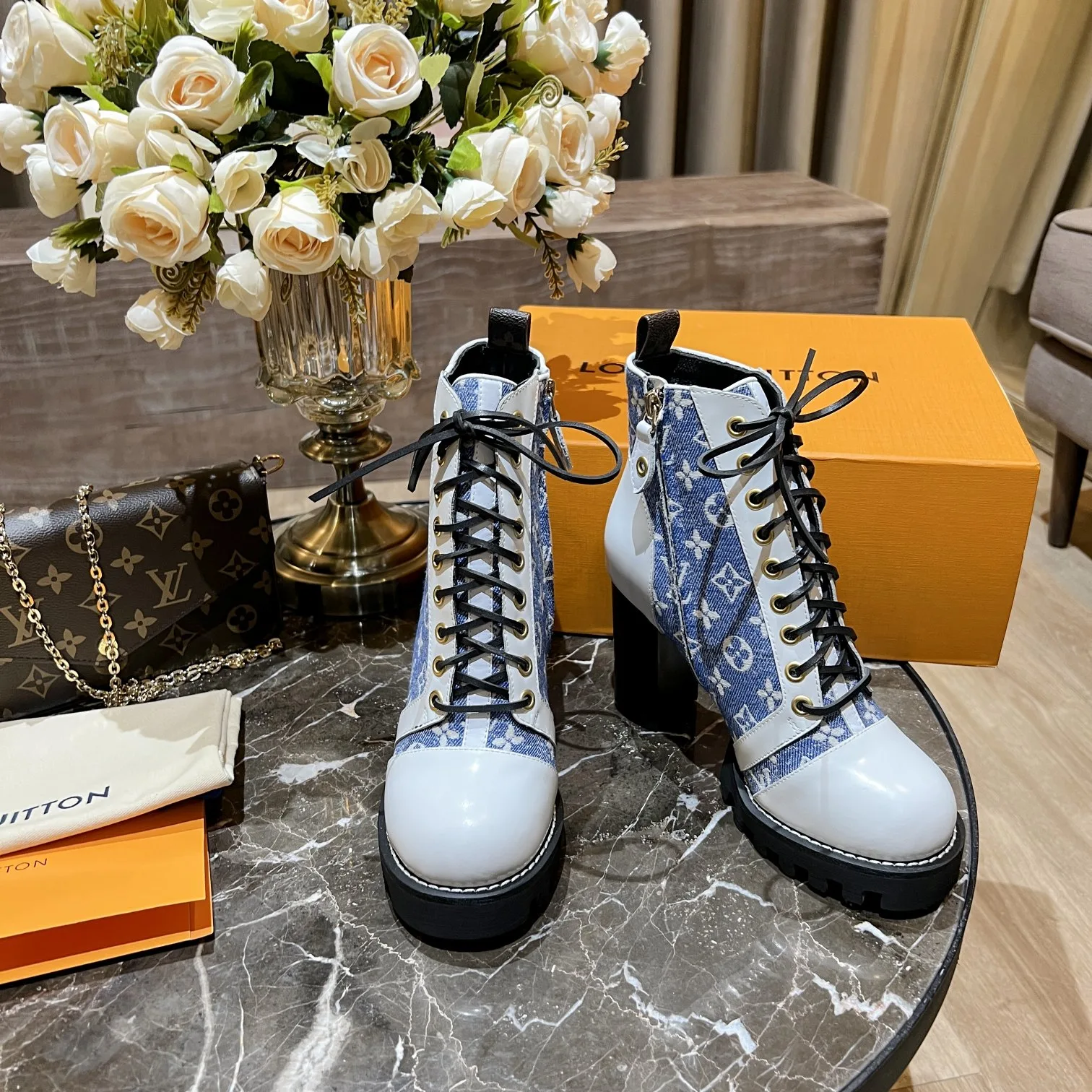 Louis Vuitton Women’s Star Trail Ankle Boots Blue - Image 5