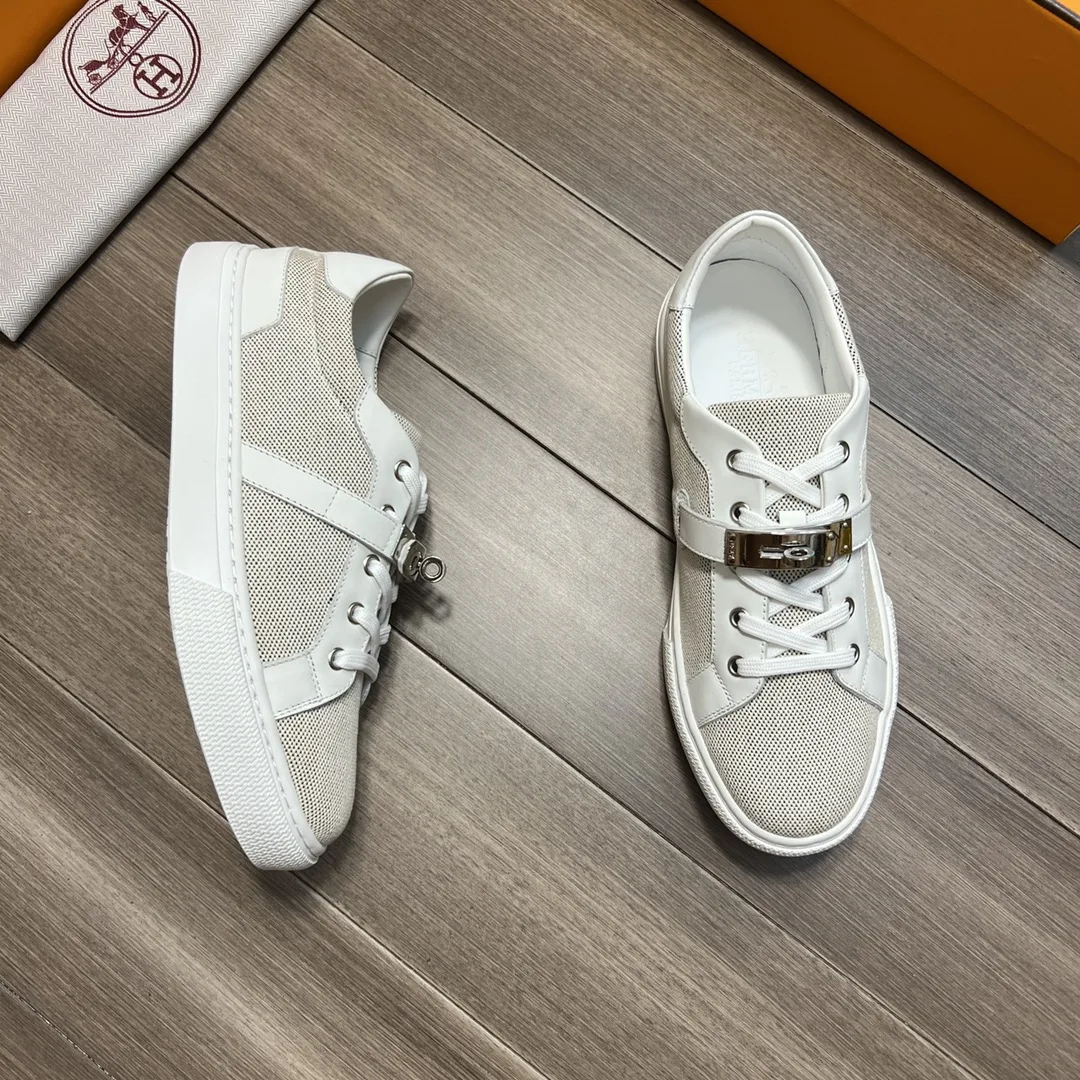 Hermes Casual Sneakers Gray And White - Image 3