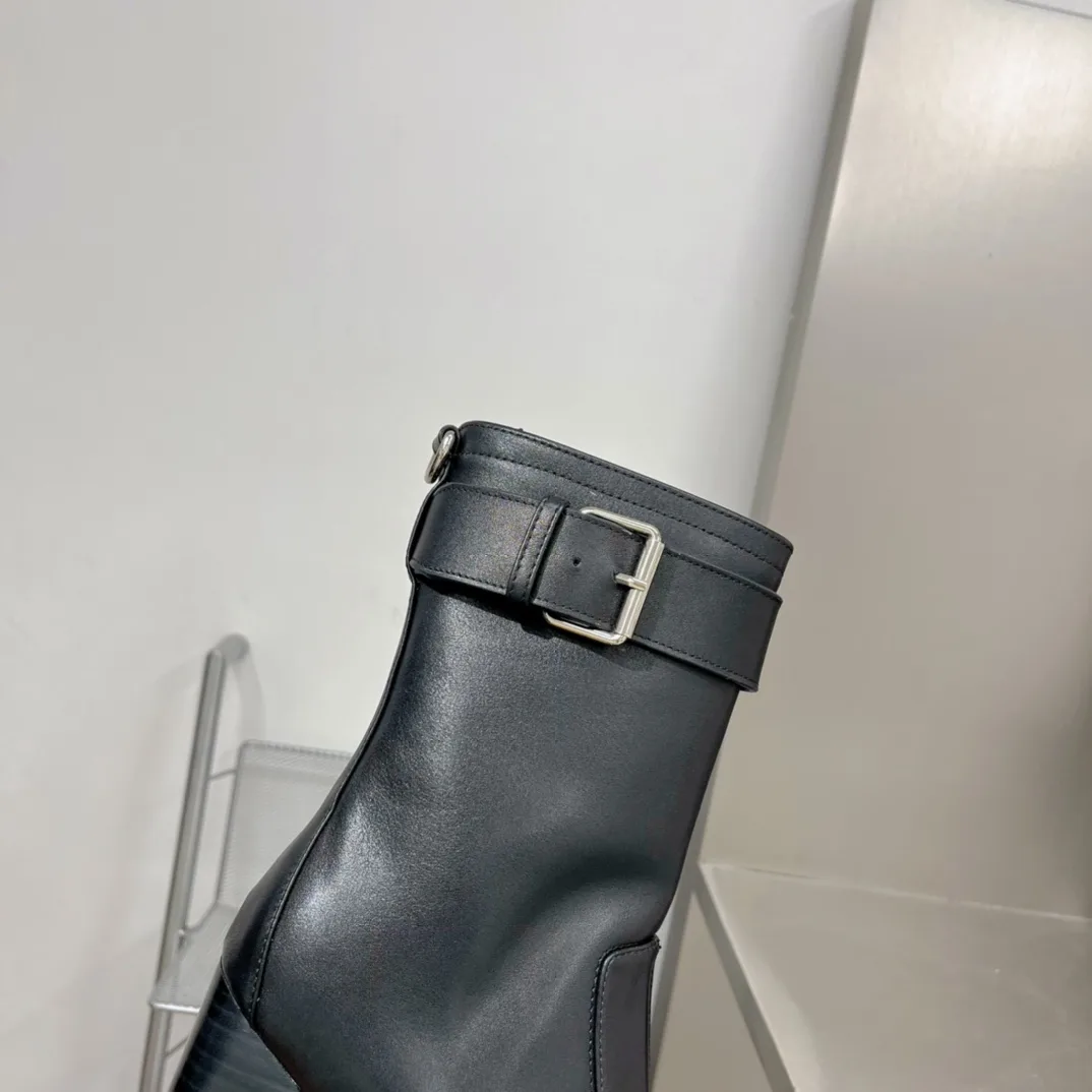 Saint Laurent Cherry Buckle Platform Booties Black YSL - Image 6