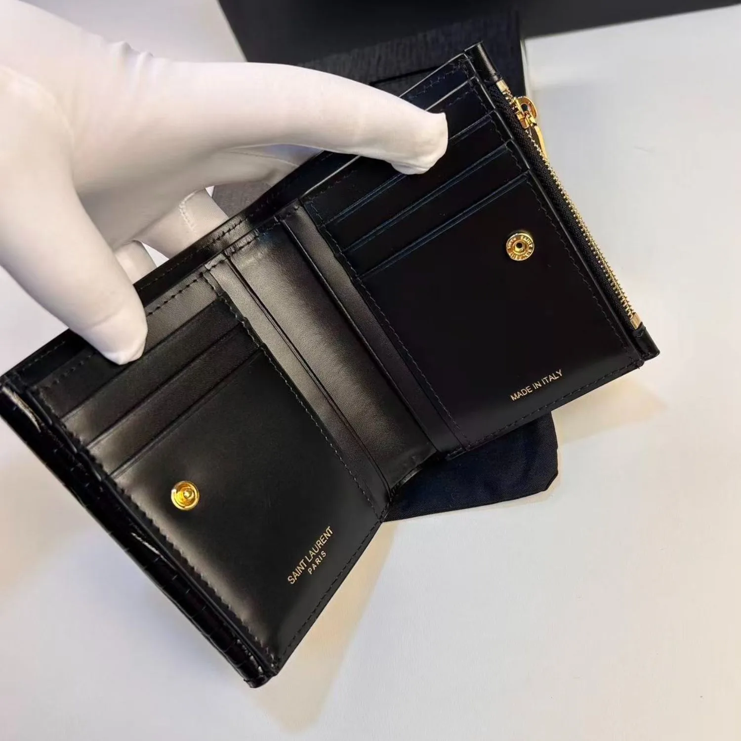 Saint Laurent Uptown Compact Wallet Black / - Image 4