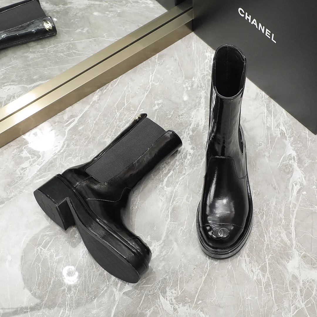 Chanel Ankle Boots Bright Black / - Image 8