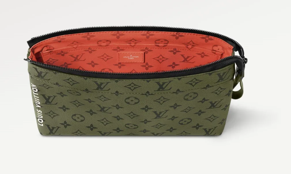 Louis Vuitton Pochette Voyage Souple Pouch / Khaki Green Black Hardware - Image 5
