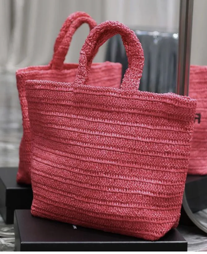 Rive Gauche Supple In Raffia Crochet Pink - 15 Inches/ - Image 5