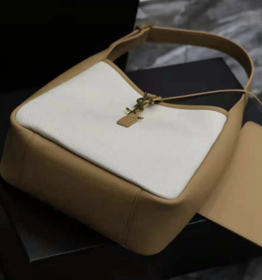 Small Le 5 À 7 Supple In Canvas And Smooth Leather 9 Inches/ - Image 6