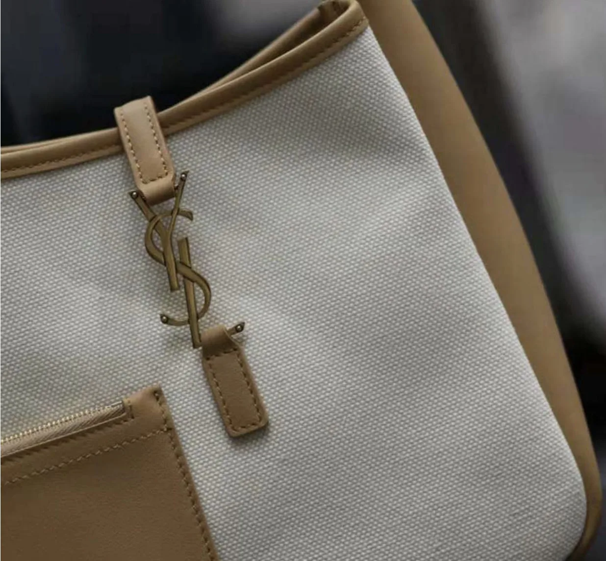 Small Le 5 À 7 Supple In Canvas And Smooth Leather 9 Inches/ - Image 3