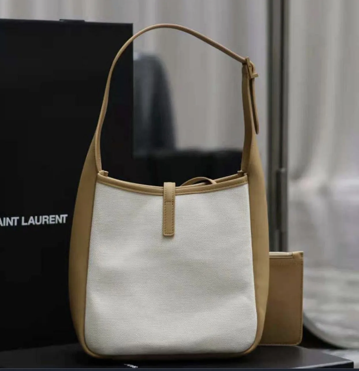 Alternative view of Small Le 5 À 7 Supple In Canvas And Smooth Leather 9 Inches/