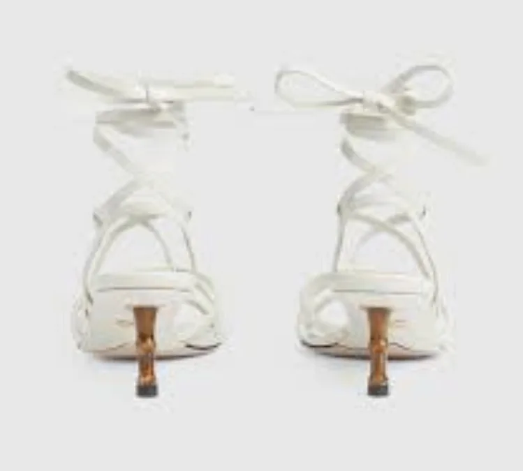 Strappy Sandal With Bamboo White - Image 5