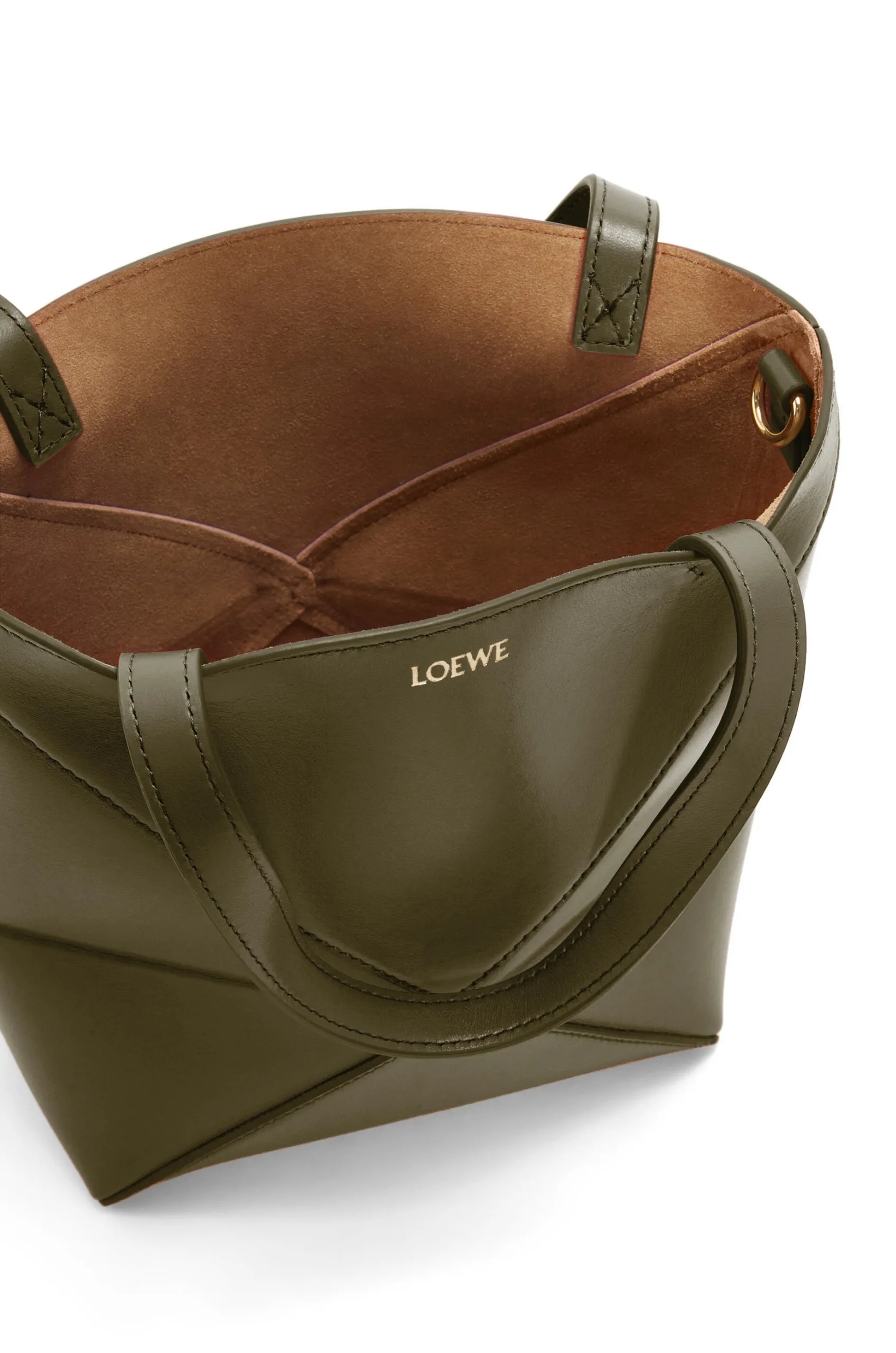 Loewe Mini Puzzle Fold Tote Dark Khaki Green A657V25X01- 7.8 Inches/ - Image 8