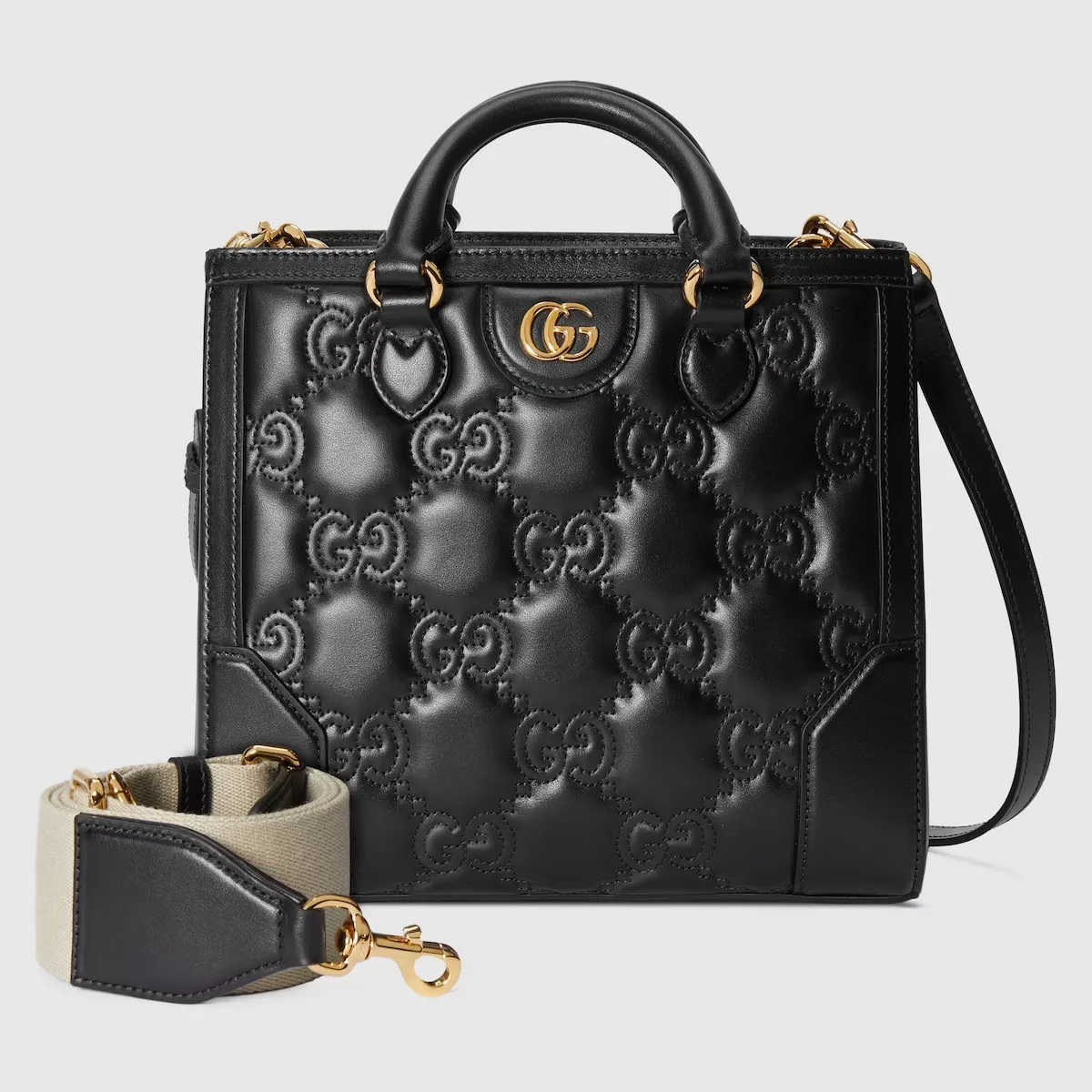 Alternative view of Gucci GG Matelassé Mini Top Handle Black Bag UM8HG 1046- 9 Inches/