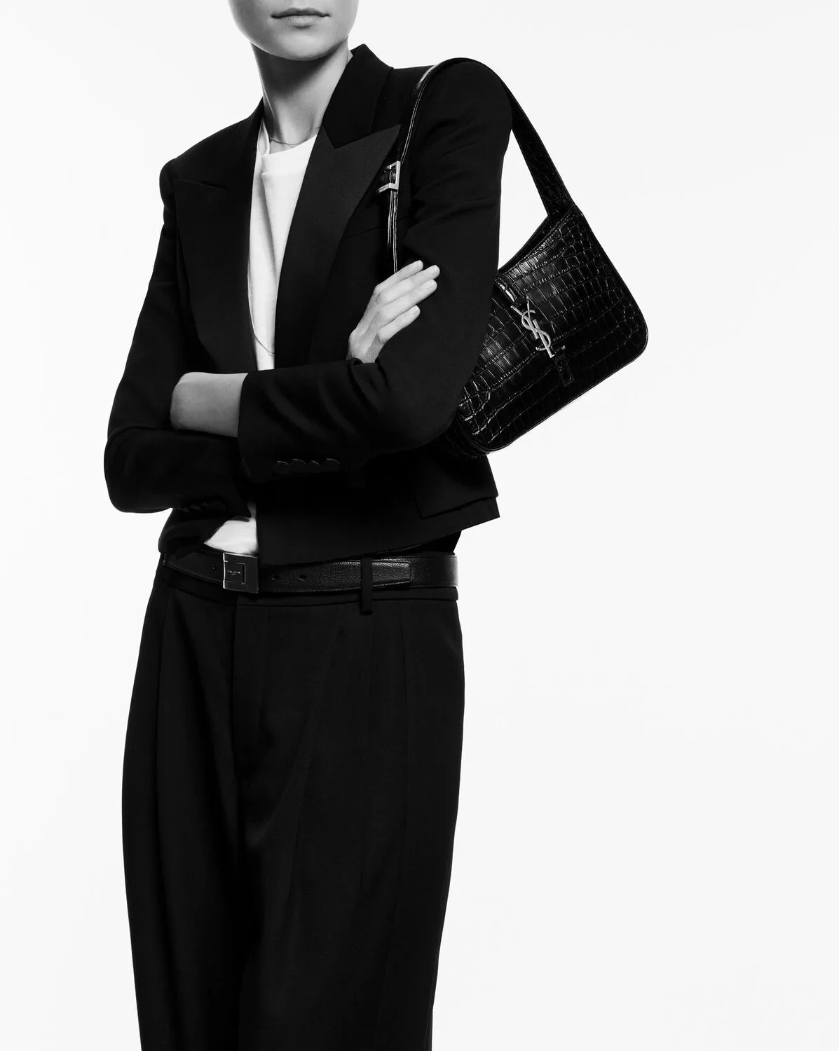 Alternative view of Saint Laurent Le 5 À 7 Embossed Shoulder Bag Black