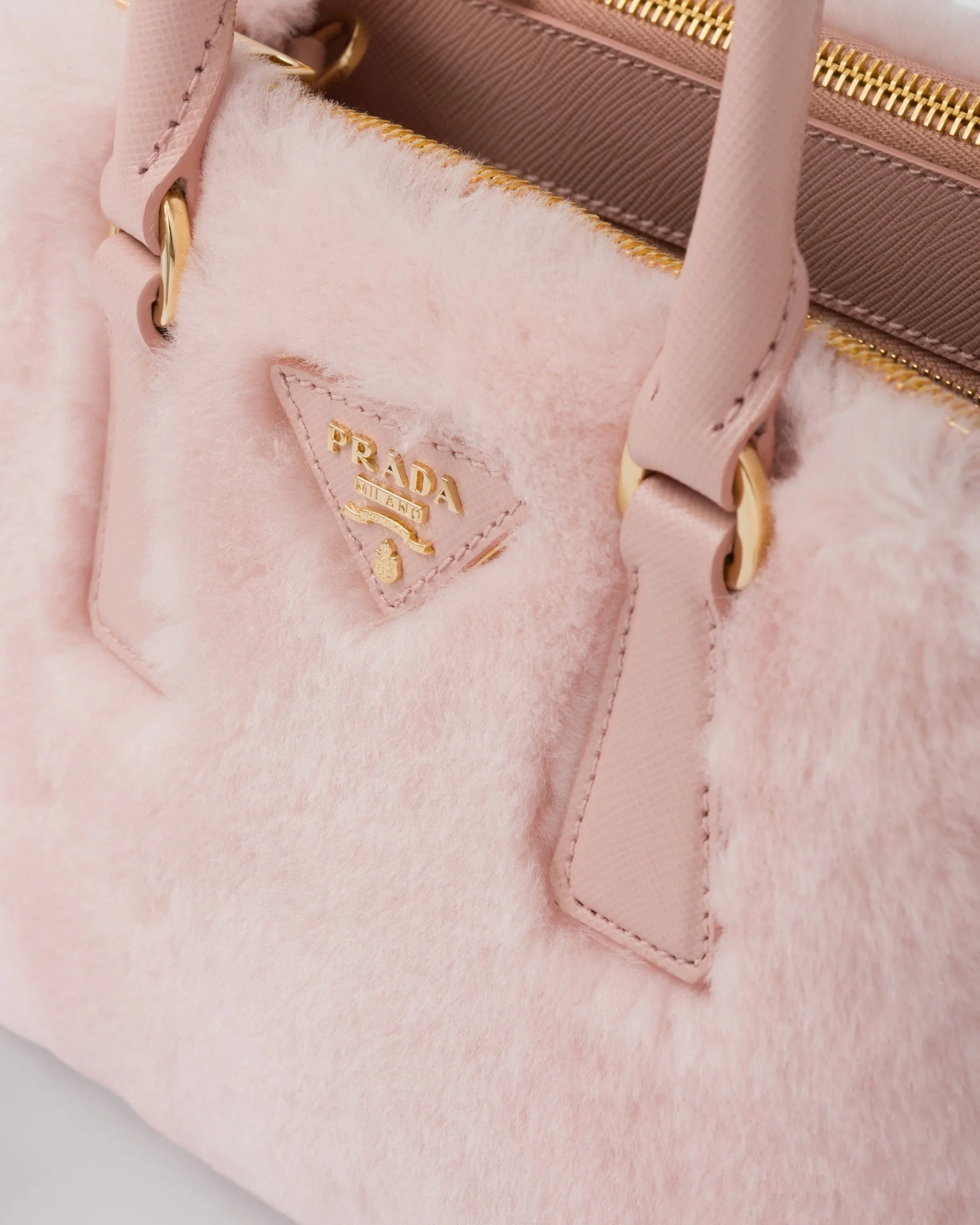 Prada Galleria Shearling Mini-bag Orchid Pink - Image 5
