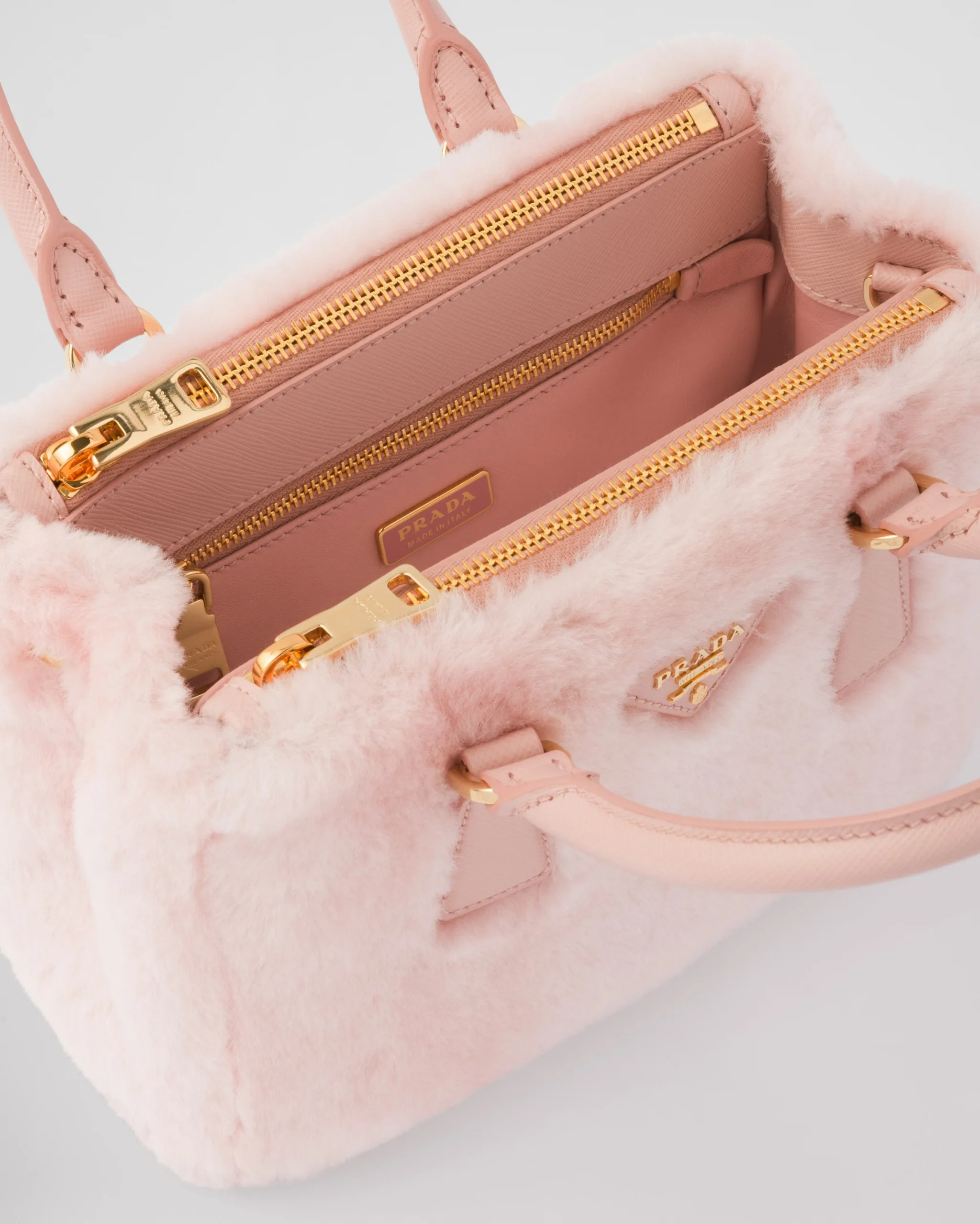 Prada Galleria Shearling Mini-bag Orchid Pink - Image 4
