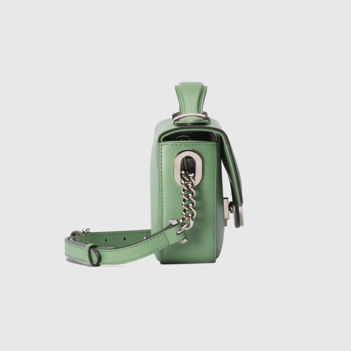 Petite Mini Shoulder Bag / Light Green Silver Hardware - Image 5