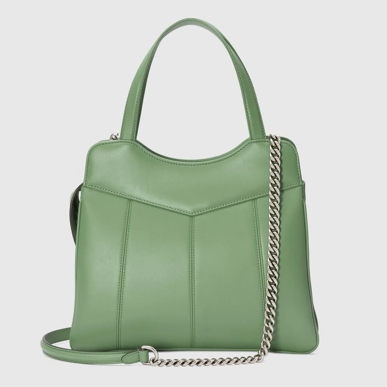 Petite Small Tote Bag / Light Green Silver Hardware - Image 3