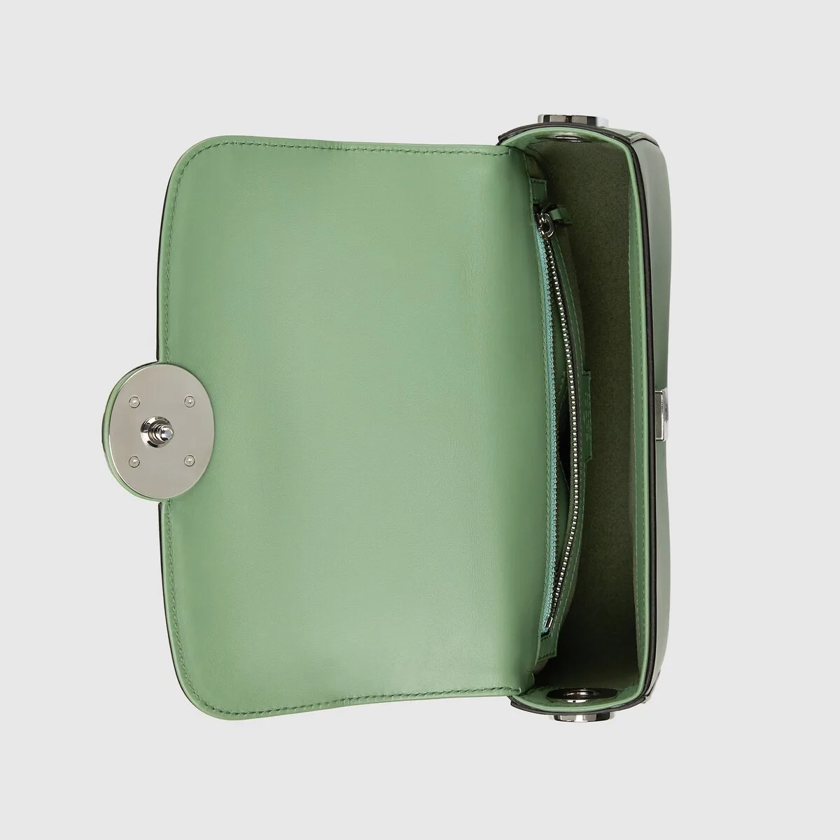 Petite Mini Shoulder Bag / Light Green Silver Hardware - Image 3