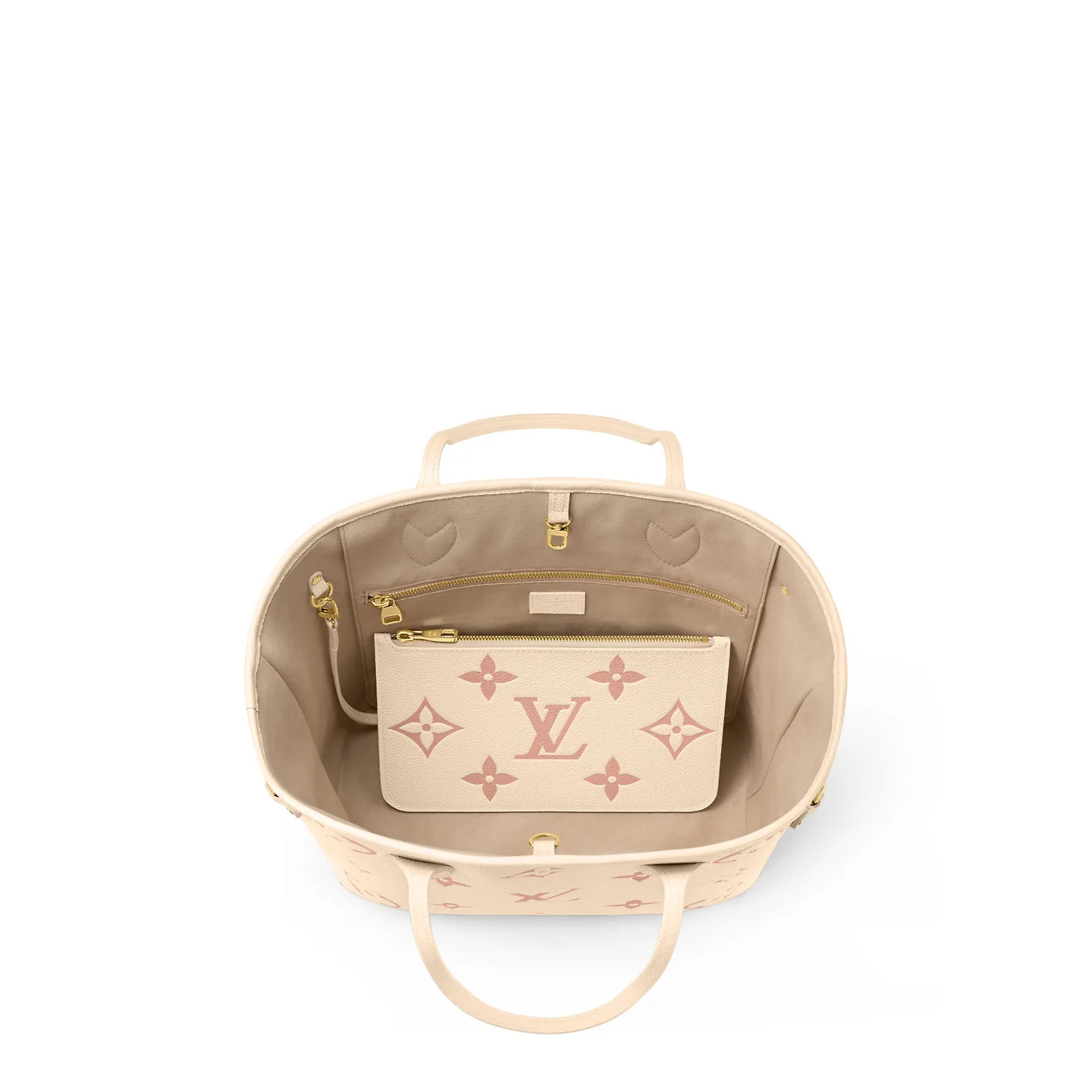 Louis Vuitton Neverfull MM Tote Bag / Creme Gold Hardware - Image 6