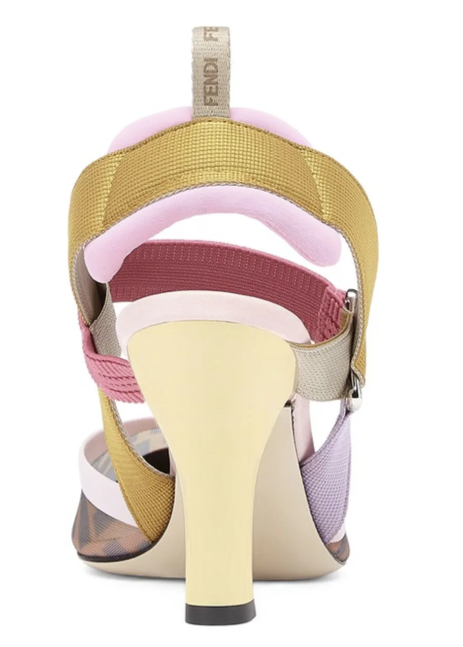 Colibrì Brown Mesh High-heeled Slingbacks - Image 4