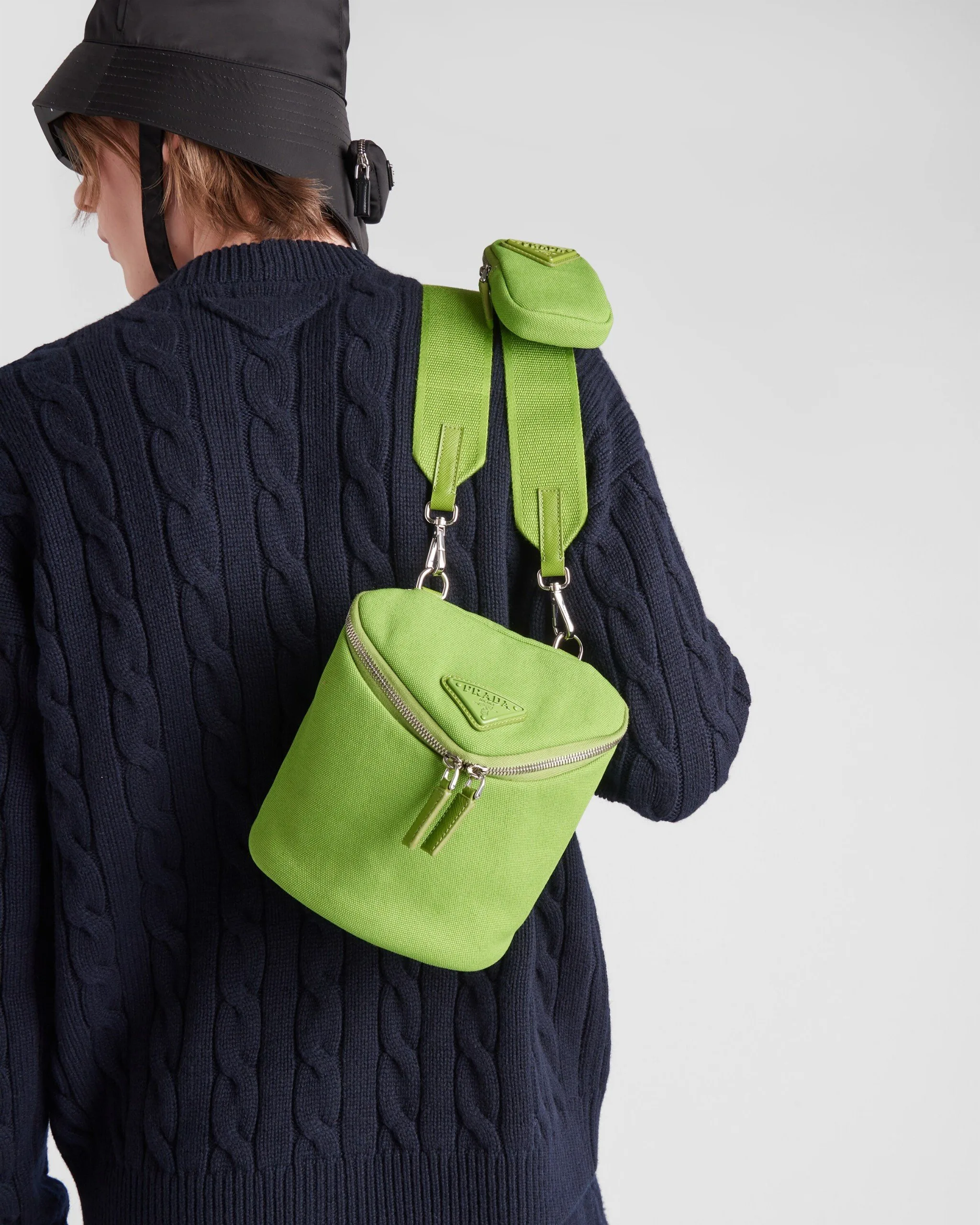 Prada Canvas Shoulder Bag Green 2VH147_010_F0613_V_OOO - Image 7