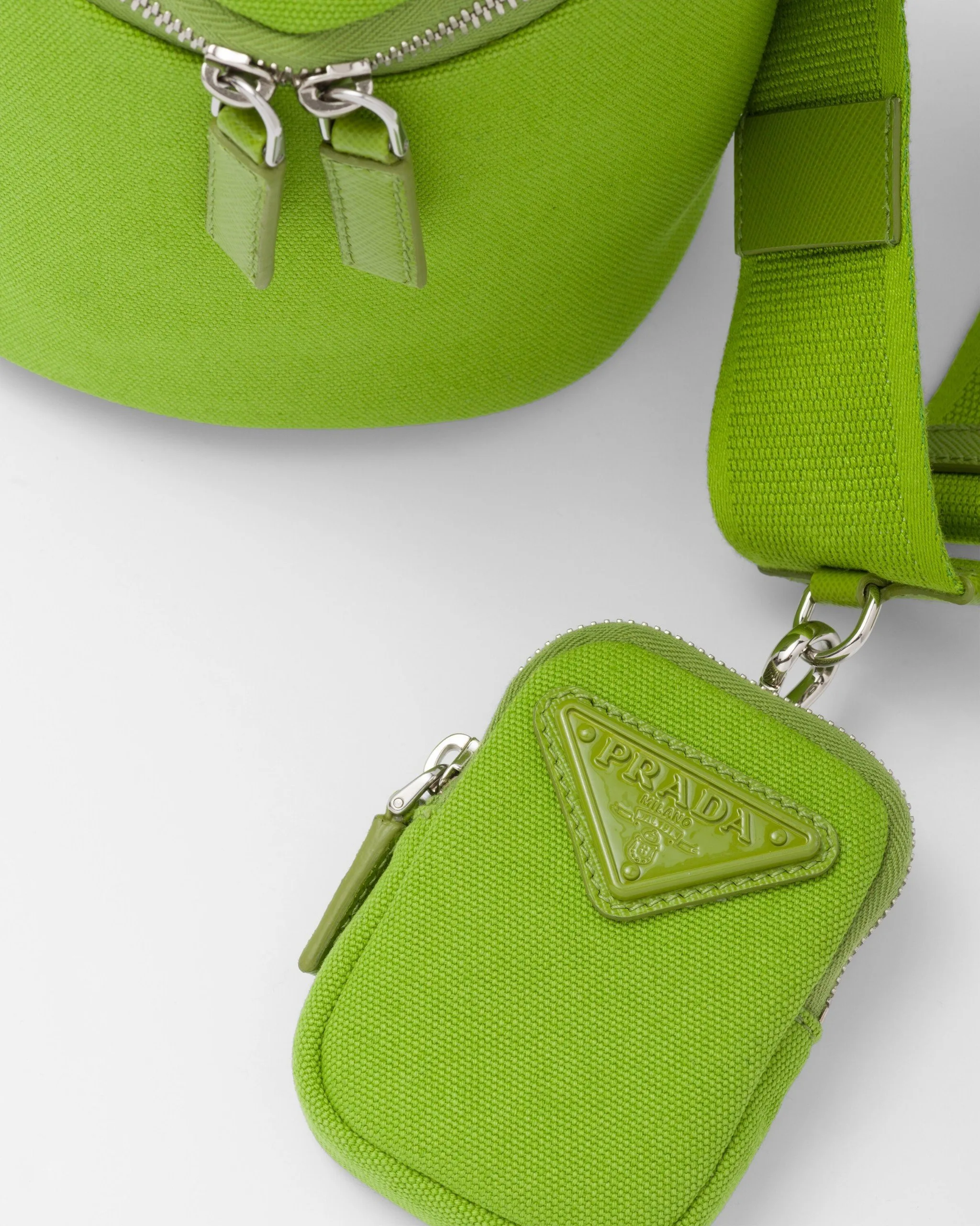 Prada Canvas Shoulder Bag Green 2VH147_010_F0613_V_OOO - Image 3
