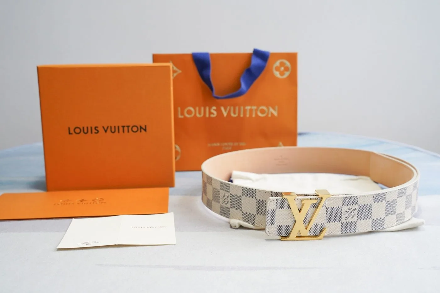 Alternative view of Louis Vuitton LV Initiales Damier Azur Canvas Belt Grey