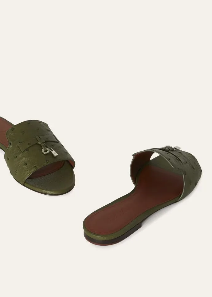 Loro Piana Summer Charms Sandal Dark Lichen Green - FAL0468 50OM - Image 7