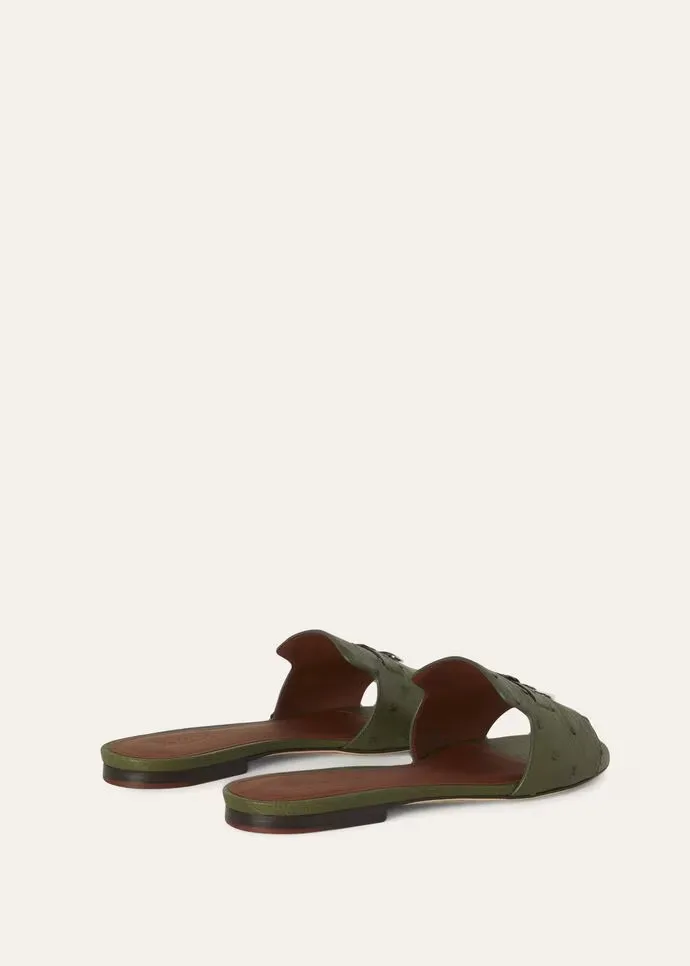 Loro Piana Summer Charms Sandal Dark Lichen Green - FAL0468 50OM - Image 4
