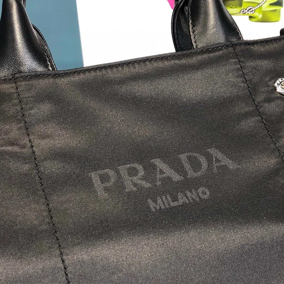 Alternative view of Prada Zip Pocket Chain Tote Bag Tessuto In Black /